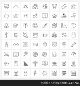 Modern Vector Line Illustration of 64 Simple Line Icons of bowling, games, mountain, sports, envelope Vector Illustration