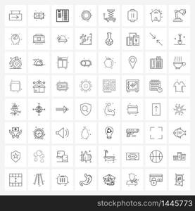 Modern Vector Line Illustration of 64 Simple Line Icons of building, sun, book, weather, school Vector Illustration