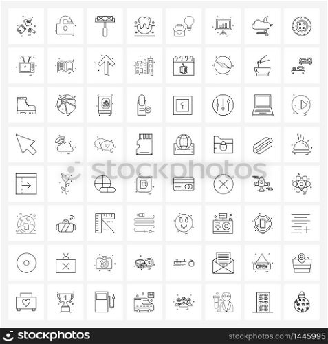Modern Vector Line Illustration of 64 Simple Line Icons of business, gingiva, paint, dentist, blood Vector Illustration