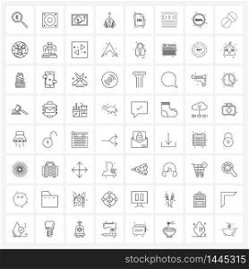 Modern Vector Line Illustration of 64 Simple Line Icons of ink, file type, music, file type, scary Vector Illustration