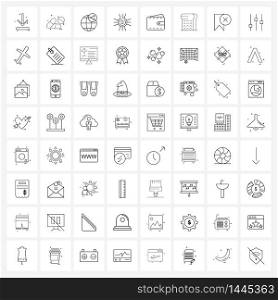 Modern Vector Line Illustration of 64 Simple Line Icons of wallet, payment, globe, tech, program Vector Illustration