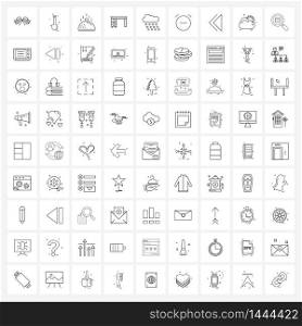 Modern Vector Line Illustration of 81 Simple Line Icons of cloud, hailing, food dish, notebook, furniture Vector Illustration