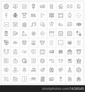 Modern Vector Line Illustration of 81 Simple Line Icons of computer, keyboard, TV, education, idea Vector Illustration