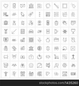 Modern Vector Line Illustration of 81 Simple Line Icons of investment, fuel, email, real, bank Vector Illustration