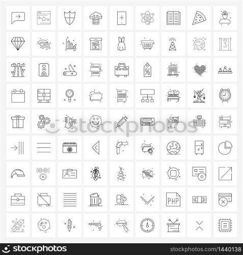Modern Vector Line Illustration of 81 Simple Line Icons of smartphone, add, shield, cloud storage, cloud datacenter Vector Illustration