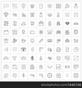 Modern Vector Line Illustration of 81 Simple Line Icons of smartphone, add, shield, cloud storage, cloud datacenter Vector Illustration