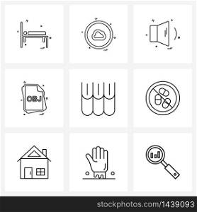Modern Vector Line Illustration of 9 Simple Line Icons of book, files, sound, file type, file Vector Illustration