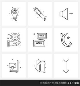 Modern Vector Line Illustration of 9 Simple Line Icons of business and finance, investment, writing, invest, volume Vector Illustration
