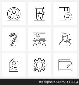 Modern Vector Line Illustration of 9 Simple Line Icons of business, celebrations, plus, Christmas, technology Vector Illustration