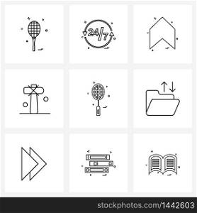 Modern Vector Line Illustration of 9 Simple Line Icons of history, gallery, arrow, axe, up Vector Illustration