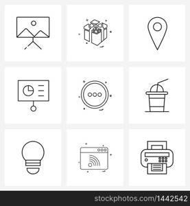 Modern Vector Line Illustration of 9 Simple Line Icons of menu, user interface, security, ui, document Vector Illustration