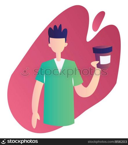 Modern vector occupation illustration on a white background of a ward boy holding a medicine bottle