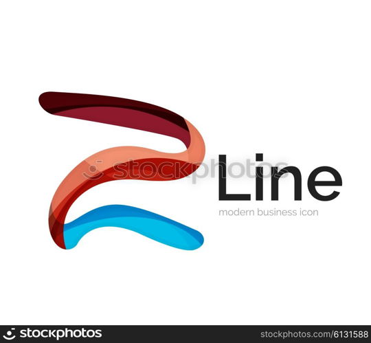 Modern vector ribbon logo, multicolored curve line with transparent elements. Business swirl icon