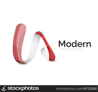 Modern vector ribbon logo, multicolored curve line with transparent elements. Business swirl icon