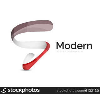 Modern vector ribbon logo, multicolored curve line with transparent elements. Business swirl icon