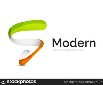 Modern vector ribbon logo, multicolored curve line with transparent elements. Business swirl icon