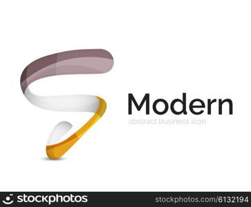 Modern vector ribbon logo, multicolored curve line with transparent elements. Business swirl icon