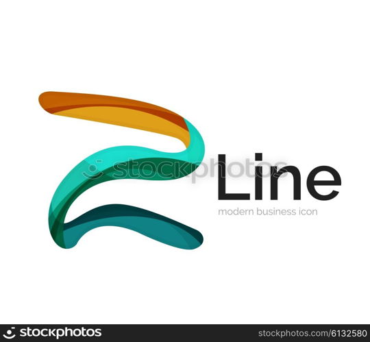 Modern vector ribbon logo, multicolored curve line with transparent elements. Business swirl icon