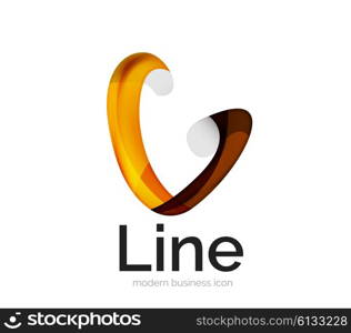 Modern vector ribbon logo, multicolored curve line with transparent elements. Business swirl icon