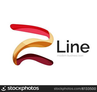 Modern vector ribbon logo, multicolored curve line with transparent elements. Business swirl icon