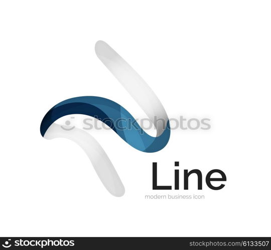 Modern vector ribbon logo, multicolored curve line with transparent elements. Business swirl icon