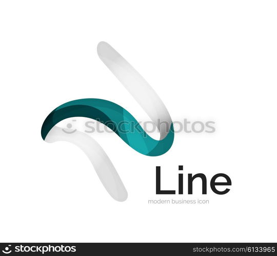 Modern vector ribbon logo, multicolored curve line with transparent elements. Business swirl icon