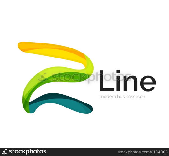 Modern vector ribbon logo, multicolored curve line with transparent elements. Business swirl icon