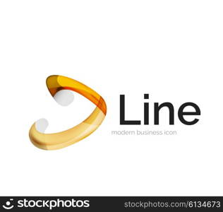 Modern vector ribbon logo, multicolored curve line with transparent elements. Business swirl icon