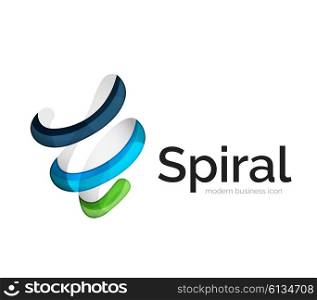 Modern vector ribbon logo, multicolored curve line with transparent elements. Business swirl icon