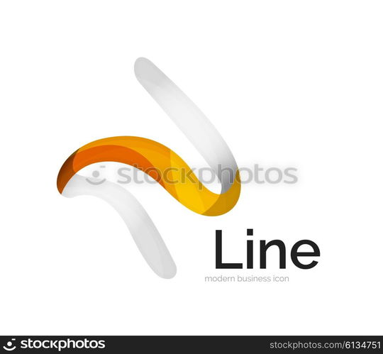 Modern vector ribbon logo, multicolored curve line with transparent elements. Business swirl icon