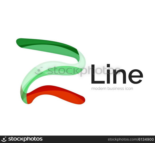 Modern vector ribbon logo, multicolored curve line with transparent elements. Business swirl icon