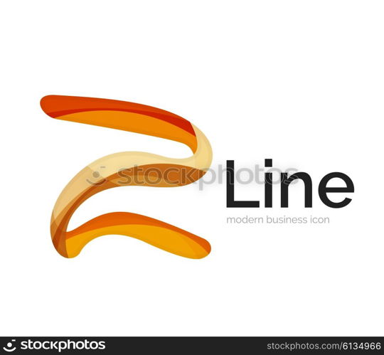 Modern vector ribbon logo, multicolored curve line with transparent elements. Business swirl icon