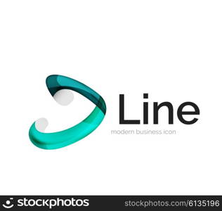 Modern vector ribbon logo, multicolored curve line with transparent elements. Business swirl icon