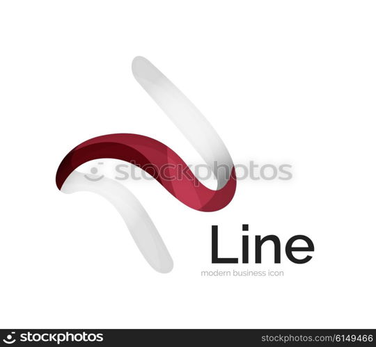 Modern vector ribbon logo, multicolored curve line with transparent elements. Business swirl icon