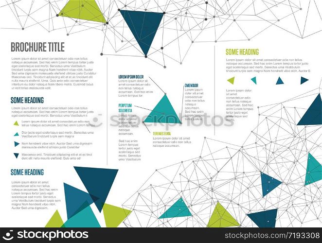 Modern Vector three fold brochure / leaflet / flyer design template with triangles