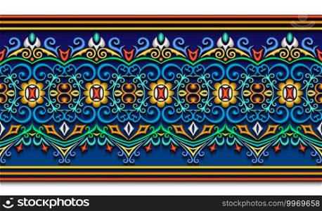 Modern vector volumetric floral ornamental background. Trendy craft style illustration. 3d effect imitation. Seamless stripe ornament. Modern vector volumetric floral ornamental background.
