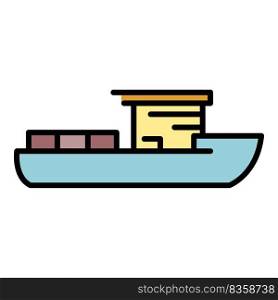 Modern vessel icon. Outline modern vessel vector icon color flat isolated. Modern vessel icon color outline vector