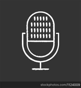Modern voice recorder chalk icon. Microphone idea. Sound recording equipment. Portable mic, music mike. Speech recognition process. Professional musical tool. Isolated vector chalkboard illustration