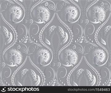 Modern volumetric floral ornamental background. Trendy craft style illustration. 3d effect imitation. Modern volumetric floral ornamental background.