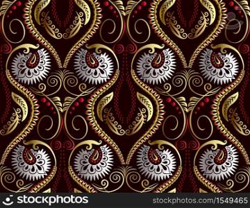 Modern volumetric floral ornamental background. Trendy craft style illustration. 3d effect imitation. Modern volumetric floral ornamental background
