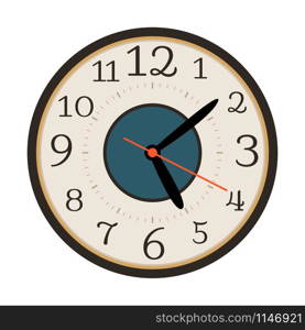 Modern wall clock isolated on white background, vector illustration. Modern wall clock isolated on white