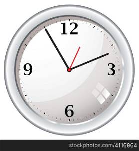 modern wall clock with metal bevel and white face and black hands
