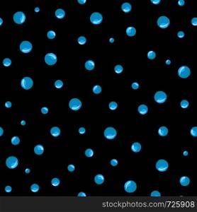 Modern water bubbles seamless pattern on a black background. Abstract geometrical circle wallpaper. Underwater backdrop. Round shapes drops of water. Vector illustration. water bubbles seamless pattern Abstract geometrical circle wallpaper.