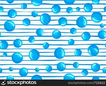 Modern water bubbles seamless pattern on a stripe background. Abstract geometrical circle wallpaper. Underwater backdrop. Round shapes drops of water. Vector illustration. water bubbles seamless pattern Abstract geometrical circle wallpaper.