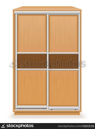 modern wooden furniture wardrobe with sliding doors vector illustration isolated on white background