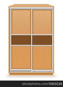 modern wooden furniture wardrobe with sliding doors vector illustration isolated on white background