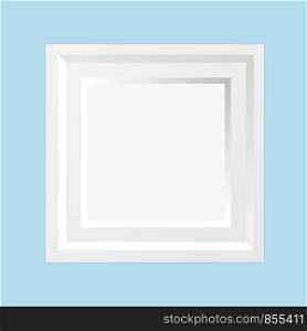 Modern Wooden White Square Wall Frame for Special Moments Memories Photo. Vector Illustration