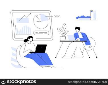Modern workplace abstract concept vector illustration. Modern working environment, smart IoT workplace, employee happiness, boost productivity, contemporary furniture design abstract metaphor.. Modern workplace abstract concept vector illustration.