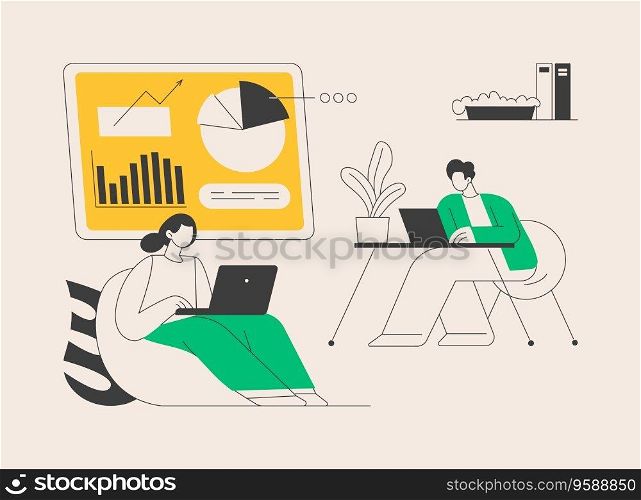 Modern workplace abstract concept vector illustration. Modern working environment, smart IoT workplace, employee happiness, boost productivity, contemporary furniture design abstract metaphor.. Modern workplace abstract concept vector illustration.