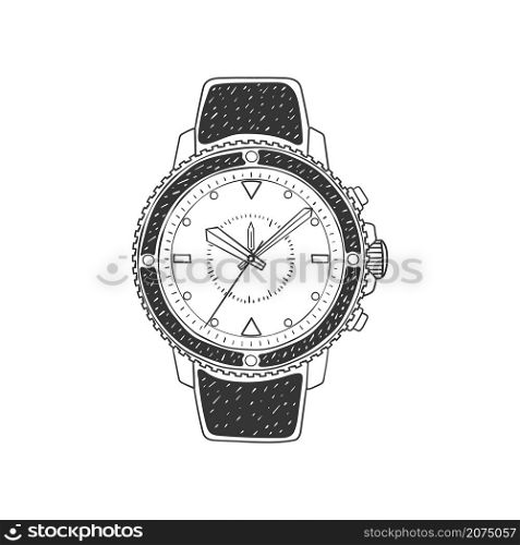 Modern wrist watches. Digital hand watch doodle icon. Illustration in sketch style. Vector image